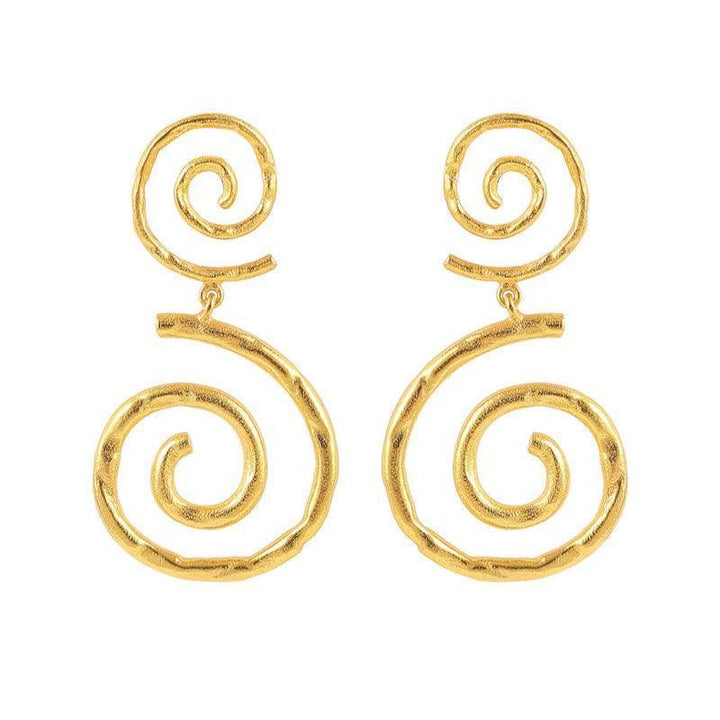 Hultquist Copenhagen Halley Earrings, Raw Texture Gold Plated Spiral Earrings, Model S08103G-S08103G-1