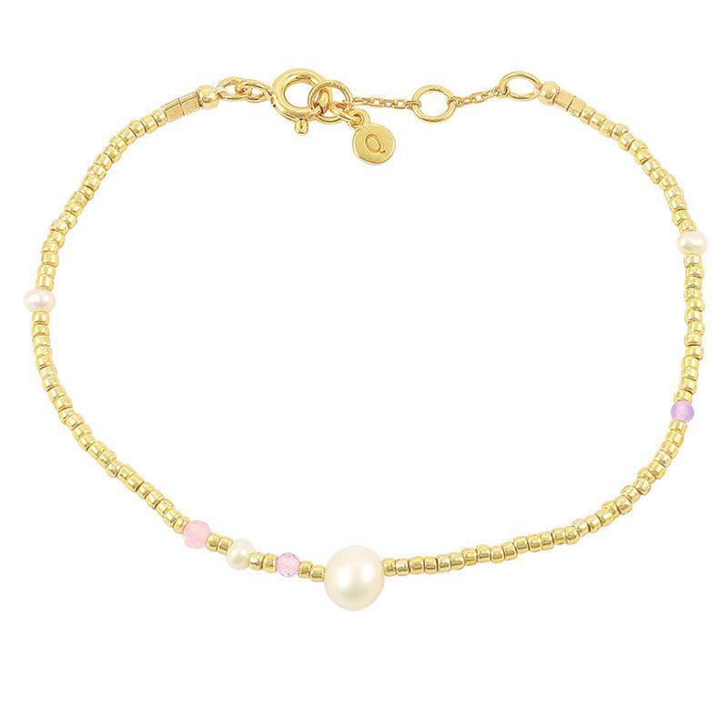 Hultquist Copenhagen Maya bracelet with small gold-colored beads and pastel-colored details, Model S08105G-S08105G-1