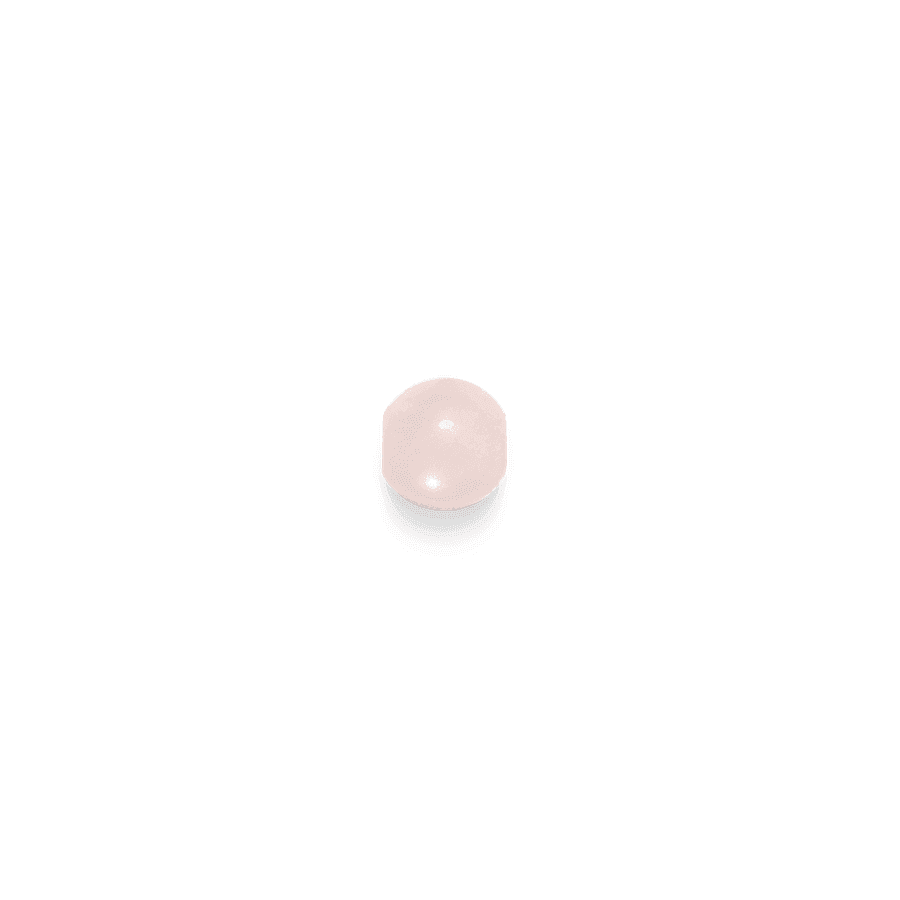 Inner Peace Rose Quartz Pearl Love shows a round, pink rose quartz pearl on a white background. Model c124g124-1.