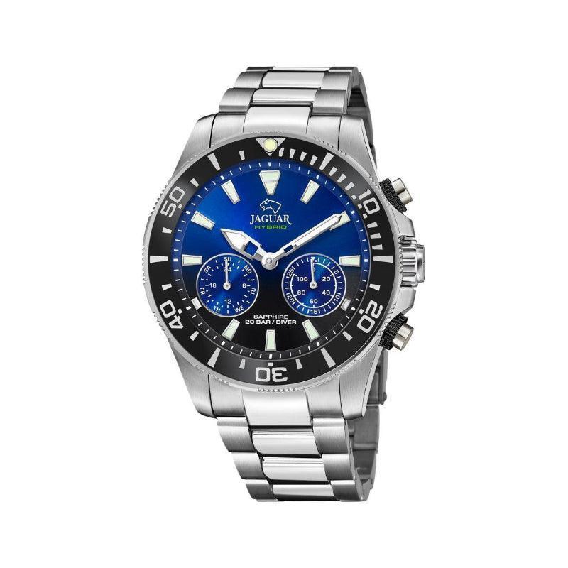 Jaguar Men's Hybrid Diver Watch with Blue Dial and Silver Steel Strap, Model J8886-J8886-1