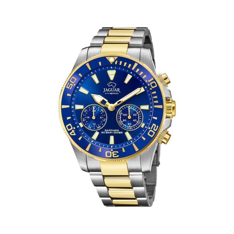 Jaguar Men's Watch Hybrid Diver J8891 with blue dial, chronographs and two-tone steel chain. Model J8891-1.