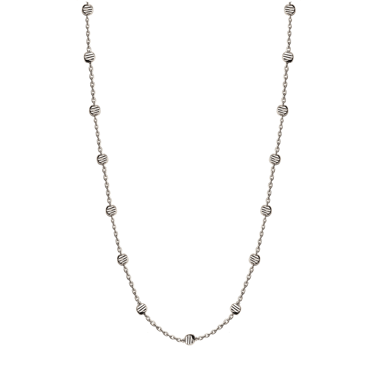 jeberg jewelery beads necklace silver with small balls in structured silver, simple chain. Model 4575-42-S