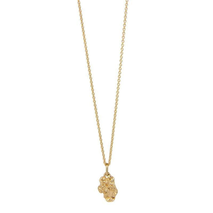 jeberg jewelery i am gold petite necklace with organic cast pendant in gold colored metal on white background. Model 40760-40760-1
