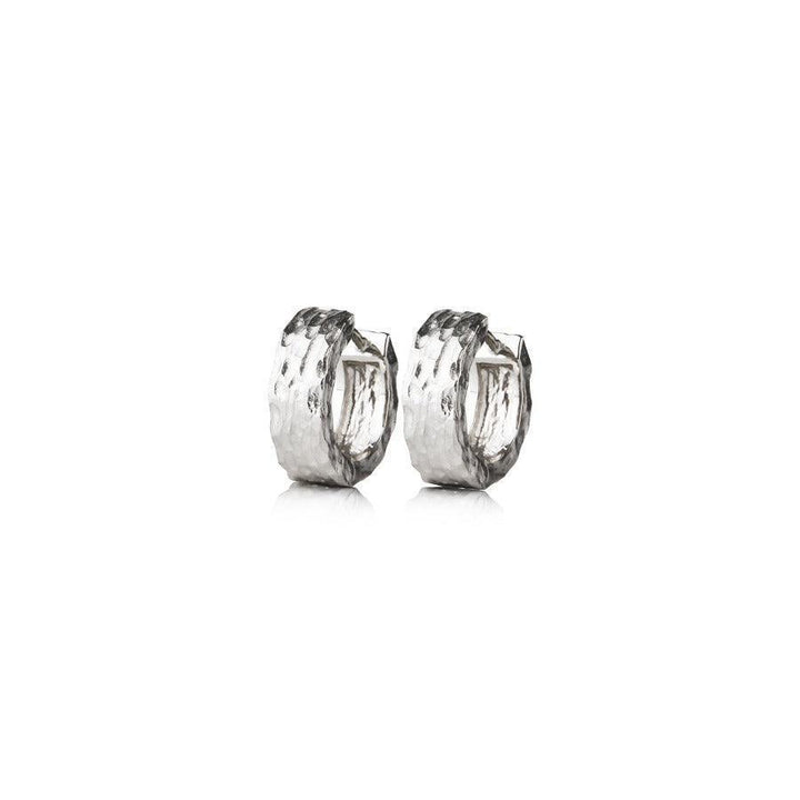 Jeberg Jewelery Piece of the Moon Huggie, silver earrings with hammered surface, Model 5657-5657-1