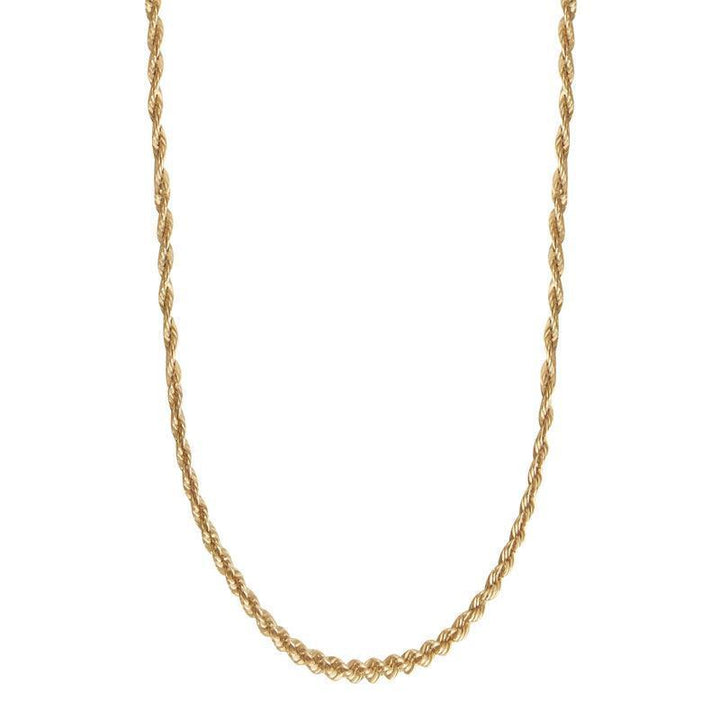 jeberg jewelery robin necklace gold plated shows a simple, twisted gold chain against a white background. Model 4590-42-gold-1
