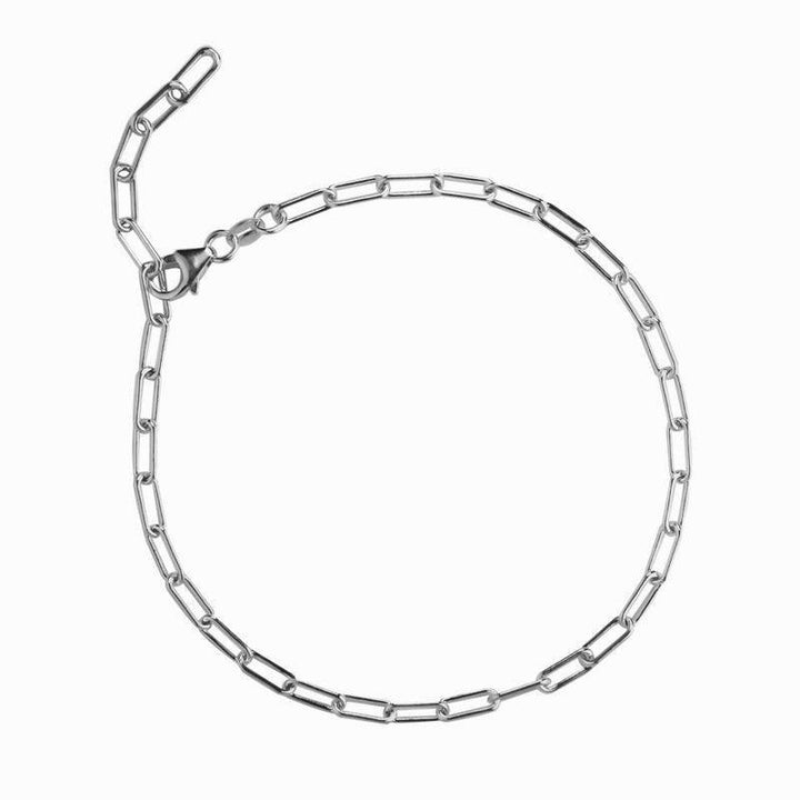 jeberg jewelery sophia silver anklet with elongated open links, minimalist design on white background. Model 4550-S-1
