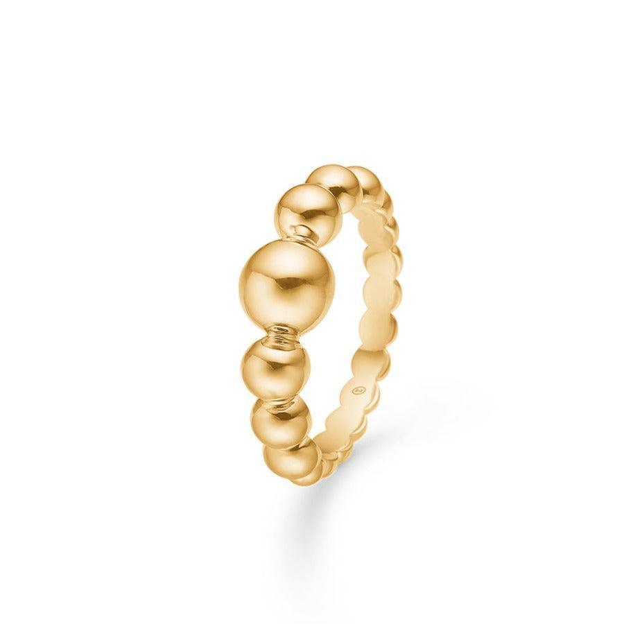 Mads Z 14 kt Big Ball Ring in bright gold with domed ball details, Model 1540078-001-1