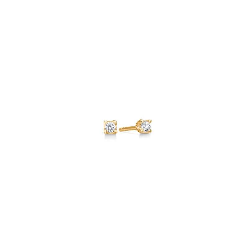 Mads Z 14 kt Crown Diamond Earrings 0.09 ct shows small elegant studs in gold with shiny diamonds. Model 1511609