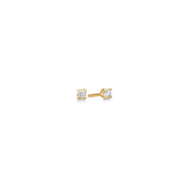 Mads Z 14 kt Crown Diamond Earrings 0.09 ct shows small elegant studs in gold with shiny diamonds. Model 1511609