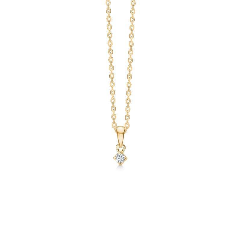 Mads Z 14 kt Crown Diamond Pendant 0.04 ct shows a small pendant in gold with round brilliant Model 1531604-1