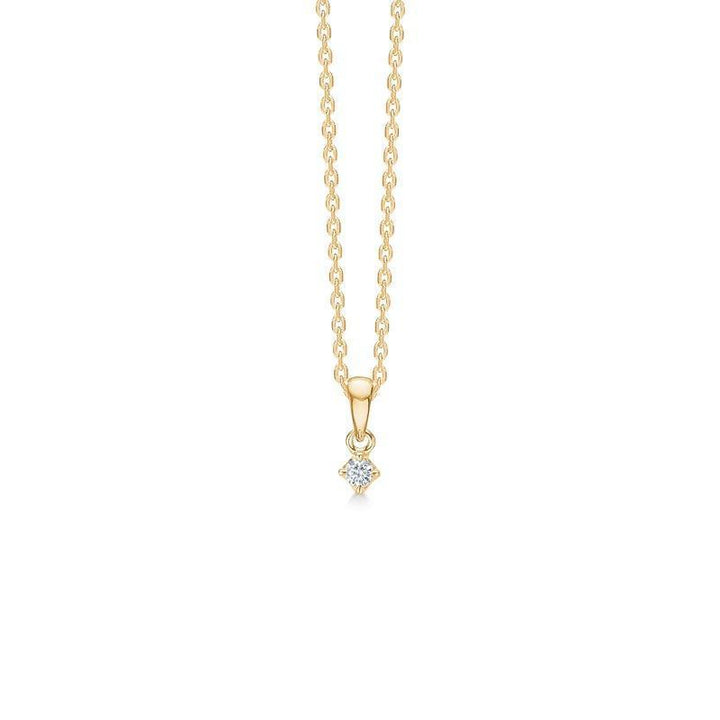 Mads Z 14 kt Crown Diamond Pendant 0.04 ct shows a small pendant in gold with round brilliant Model 1531604-1
