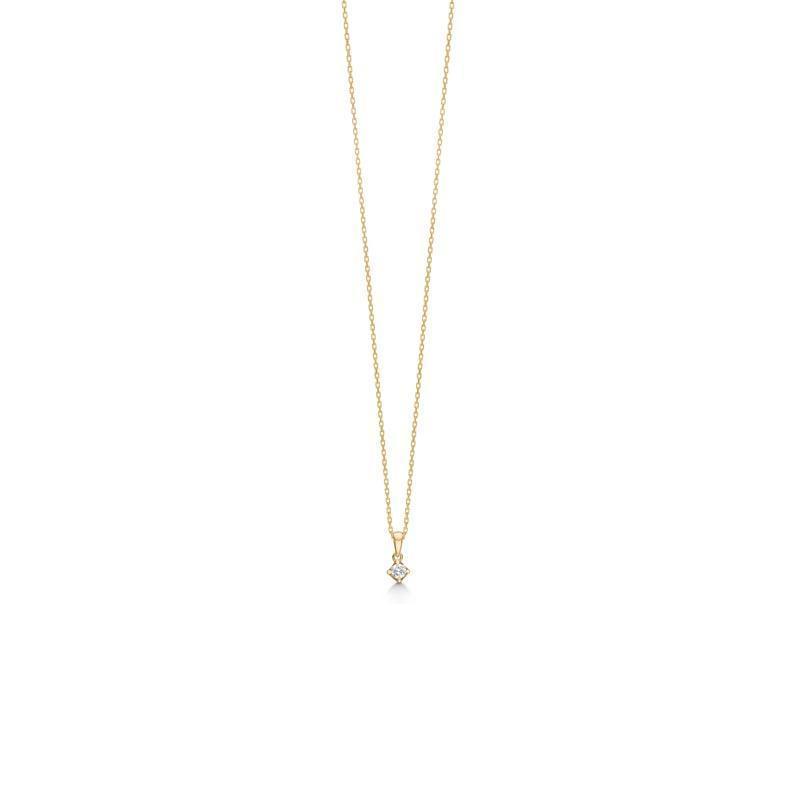 Mads Z 14 kt Crown Diamond Pendant 0.09 ct shown as an elegant necklace in gold with a small diamond. Model 1531609-1