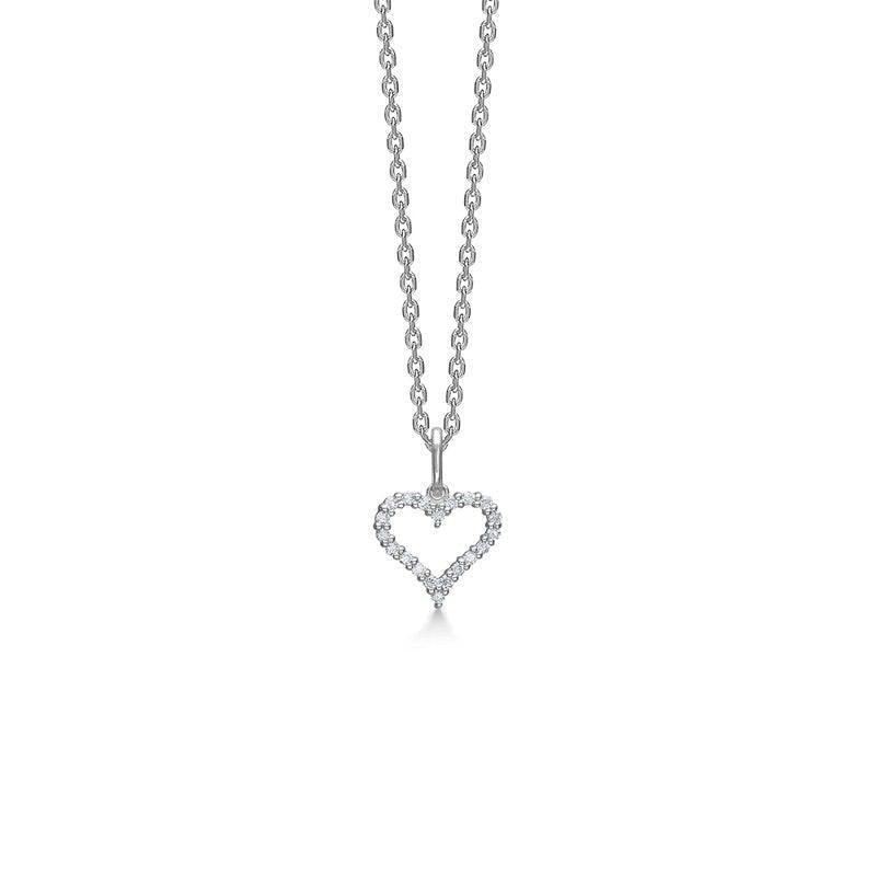 Mads Z 14 kt. white gold Tender Heart pendant set 0.12 ct W/SI, elegant heart-shaped diamond pendant. Model 1631312-1