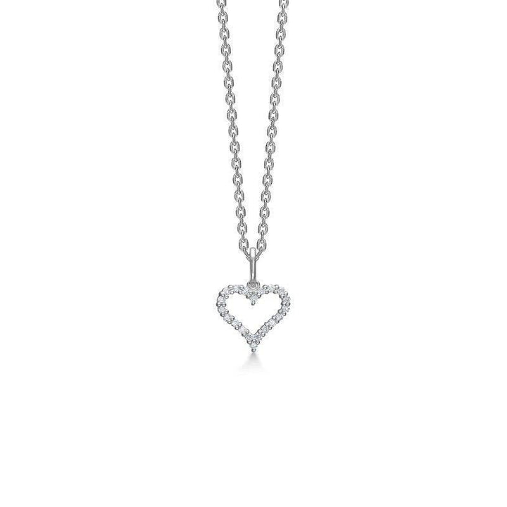 Mads Z 14 kt. white gold Tender Heart pendant set 0.12 ct W/SI, elegant heart-shaped diamond pendant. Model 1631312-1
