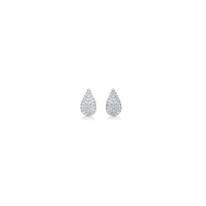 Mads Z 14kt Eliza 0.06ct drop-shaped earrings with sparkling diamonds on a white background. Model 1611082-1