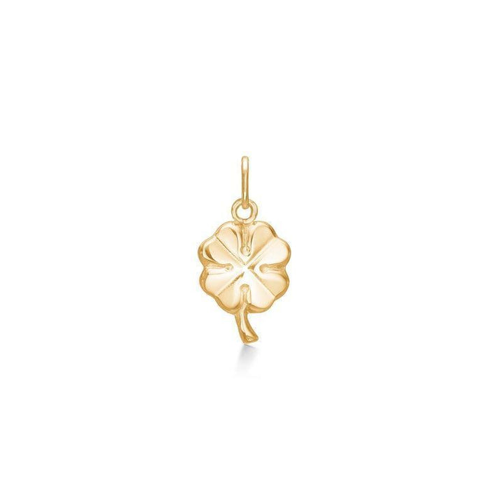 Mads Z 14 kt Four-leaf clover pendant in bright gold with simple, smooth four-leaf clover shape, Model 8530544