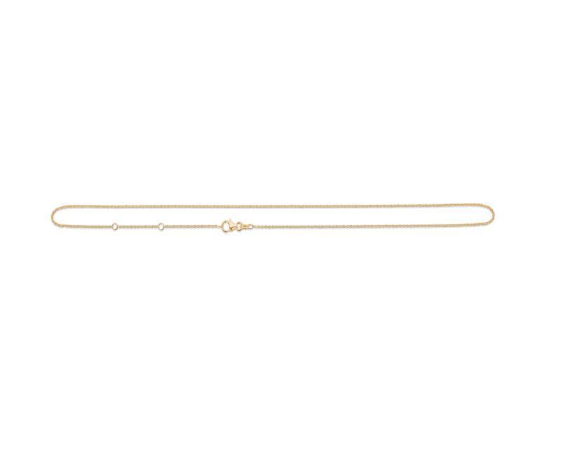 Mads Z 14kt necklace anchor facet 75-80cm shown as a simple, shiny gold chain. Model 9520112-9520112-1