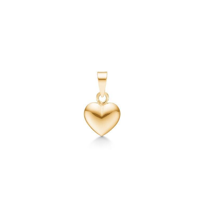 Mads Z 8 carat gold heart pendant 9mm shows a polished heart pendant in gold. Model 8330530-1