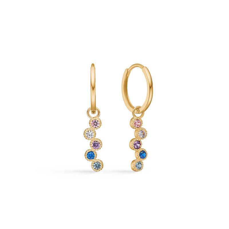 Mads Z 8kt Dido Color Creole, gold creoles with colored stones in purple, blue and pink. Model 3317171-1