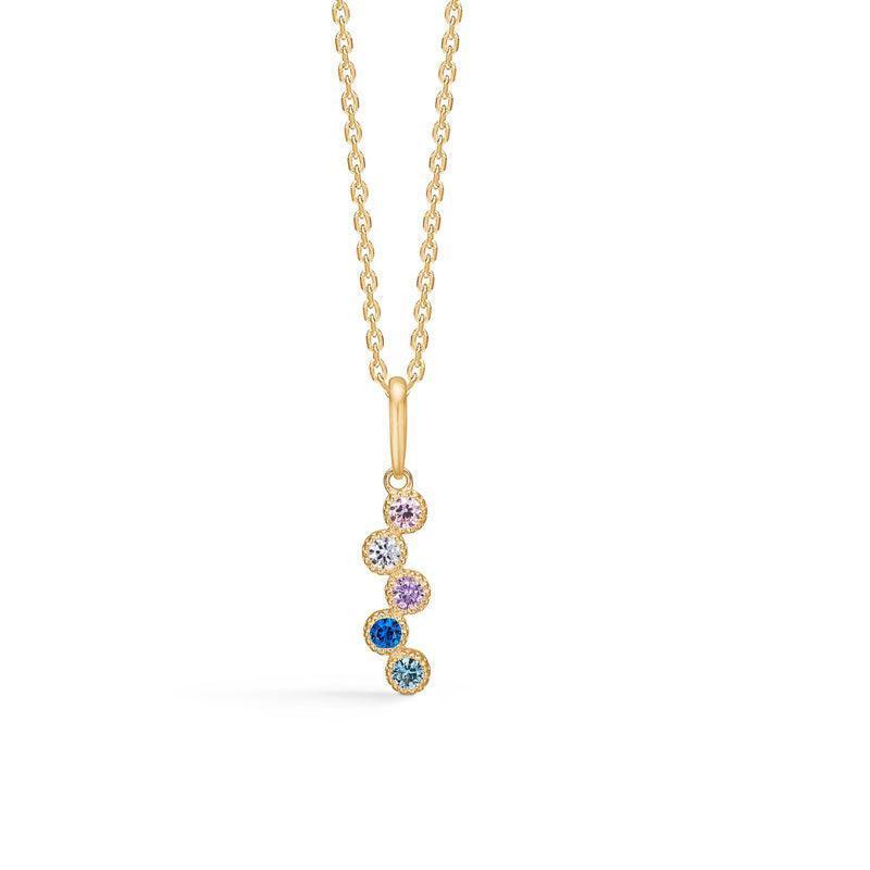 Mads Z 8kt Dido Color pendant with five colored stones in gold, elegant on chain. Model 3337171-1
