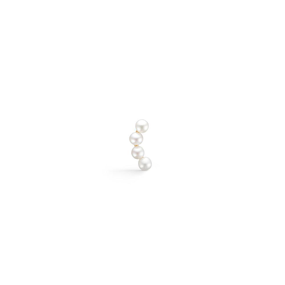 Mads Z 8kt Paris ear piercing with four white pearls in a row, elegant design. Model 3313233.