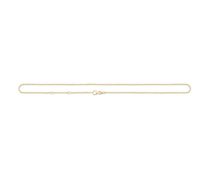 Mads Z 8kt Round Anchor Necklace 80cm, simple and elegant gold chain shown on white background. Model 9320102-2