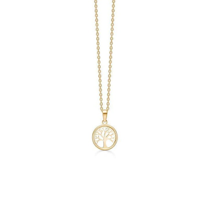 Mads Z 9 kt pendant Lifets Træ with round, open tree motif in shiny gold on chain. Model 8330547.