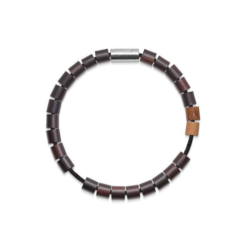 Mads Z Black Sun Surf Pool Bracelet with dark brown wooden links and details, Model 5159020-001.