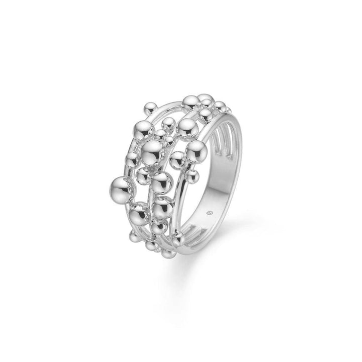 Mads Z Bubbles Ring, silver ring with bubble-like details, modern design. Model 2140166-001-1