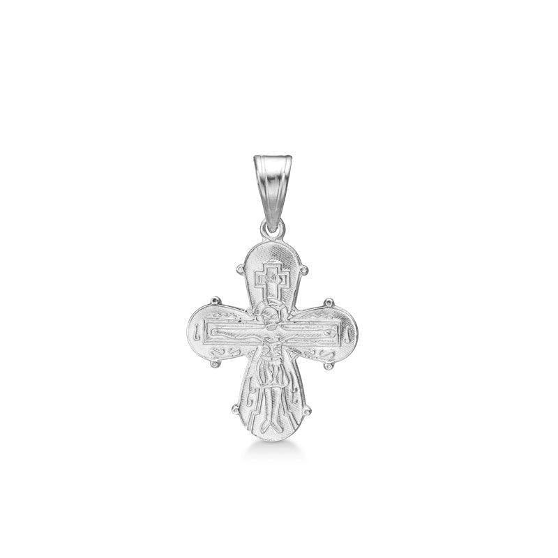 Mads Z Daymark cross in silver 19mm with detailed cross motif and glossy surface. Model 8130537-1.