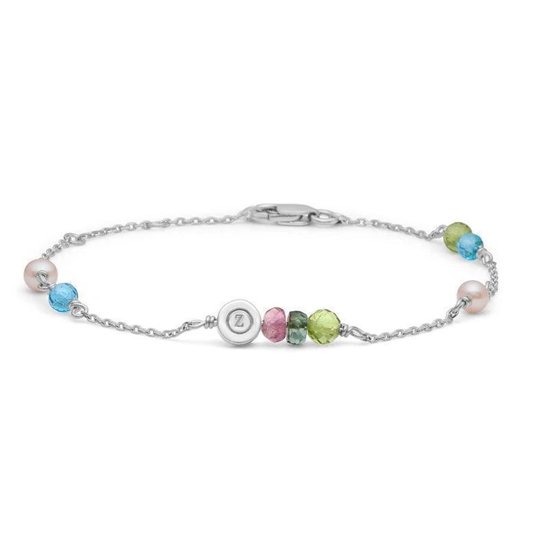 Mads Z Scattered Tears bracelet with real stones, silver chain and colorful pearls, Model 2156089-1