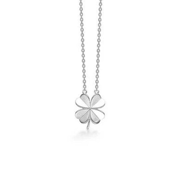 Mads Z silver Clover necklace with four-leaf clover pendant, front, model 45467