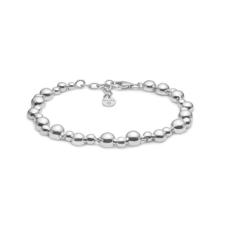 Mads Z Silver Embedded Ball Bracelet shown close-up, polished silver ball design, Model2150084-1