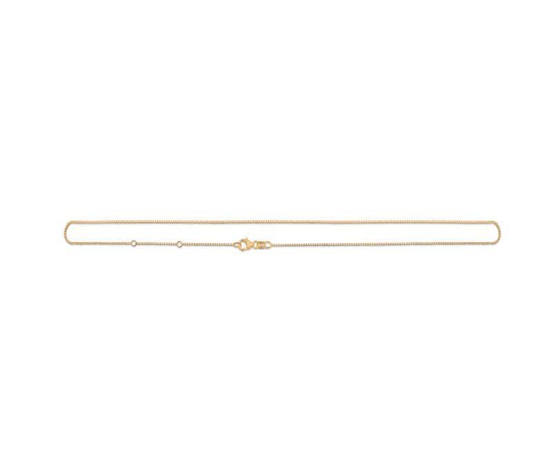 Mads Z Silver Gilded Venezia Necklace 80 cm shown flat with simple, shiny gold surface and lobster clasp. Model 9220132-1