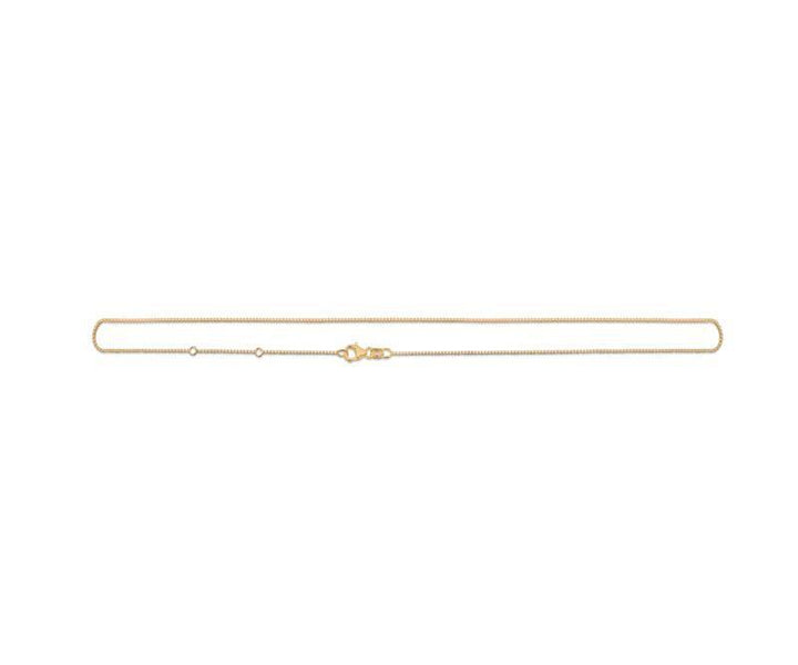 Mads Z Silver Gilded Venezia Necklace 80 cm shown flat with simple, shiny gold surface and lobster clasp. Model 9220132-1