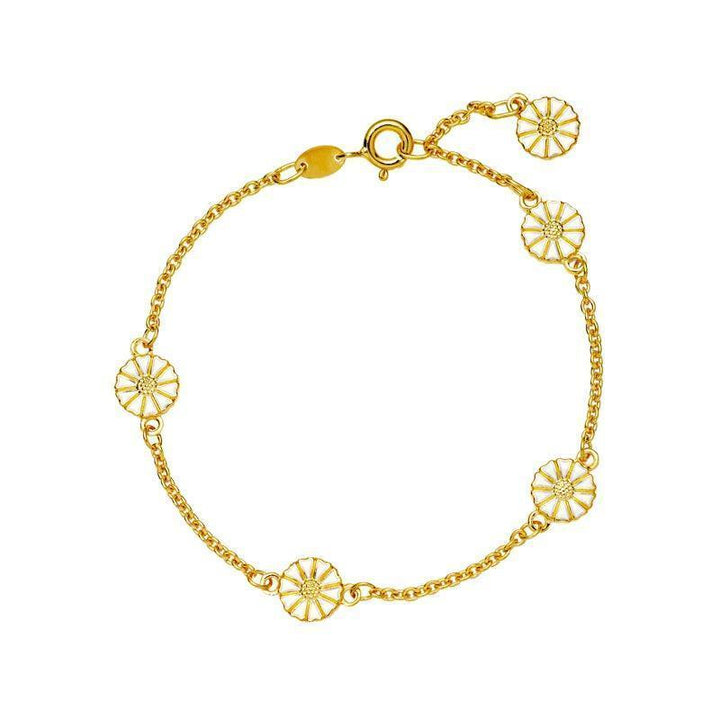 Daisy gold-plated bracelet with white daisies in an elegant chain, model 90107018-5-m.