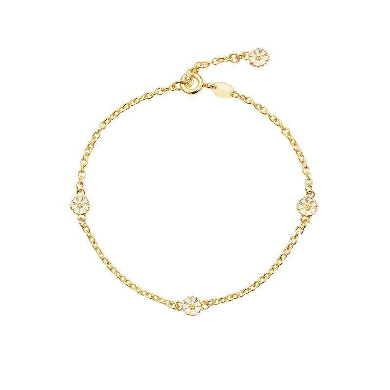 Daisy Gilded Gold Bracelet with small daisy details on gold chain, Model 90105017-M