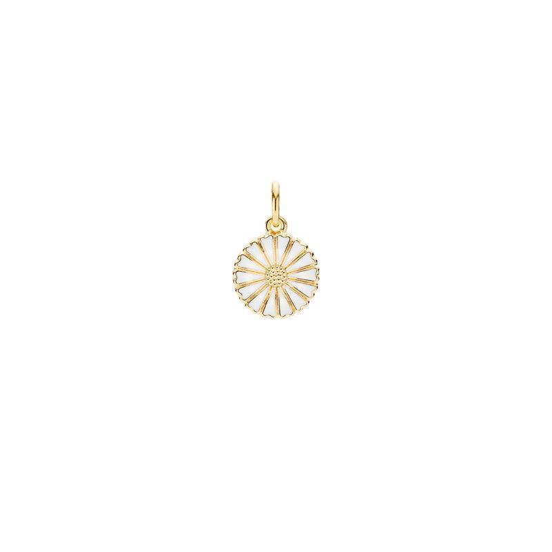 Daisy gold-plated gold pendant 11 mm with white enamel and gold finish, Model 908011-M-908011-M-1