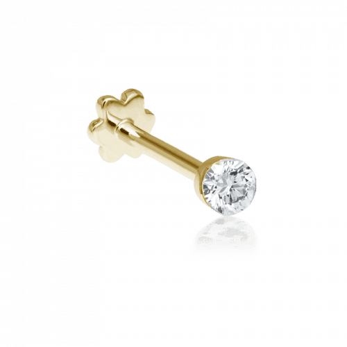 Maria Tash 2.5mm Invisible Set Diamond Threaded Stud 18kt with clear diamond in gold, Model XIV25D-001-1.