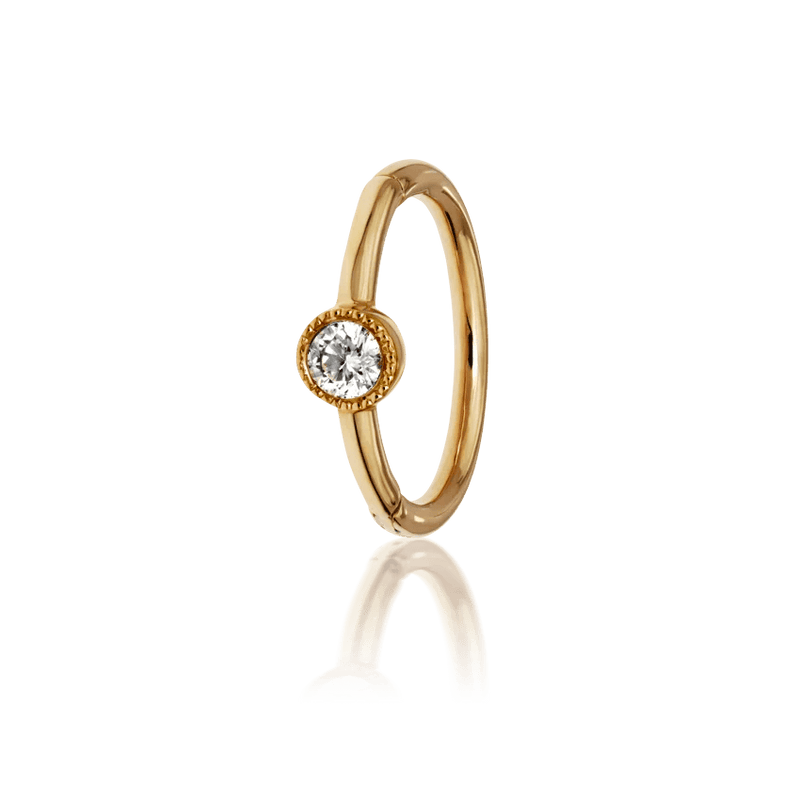 MARIA TASH 8mm Scalloped Diamond Hoop Clicker - Øreringe - XRSCD-YG-D8
