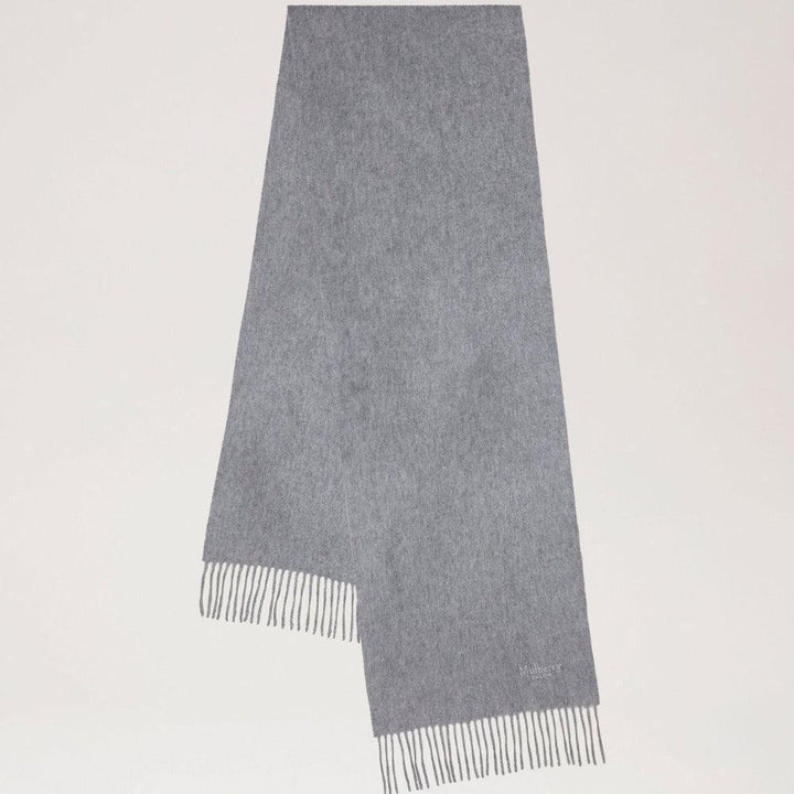 Mulberry Cashmere 30x195 Light Gray Melange scarf in soft, light gray melange wool with fringes. Model VS4460885C914