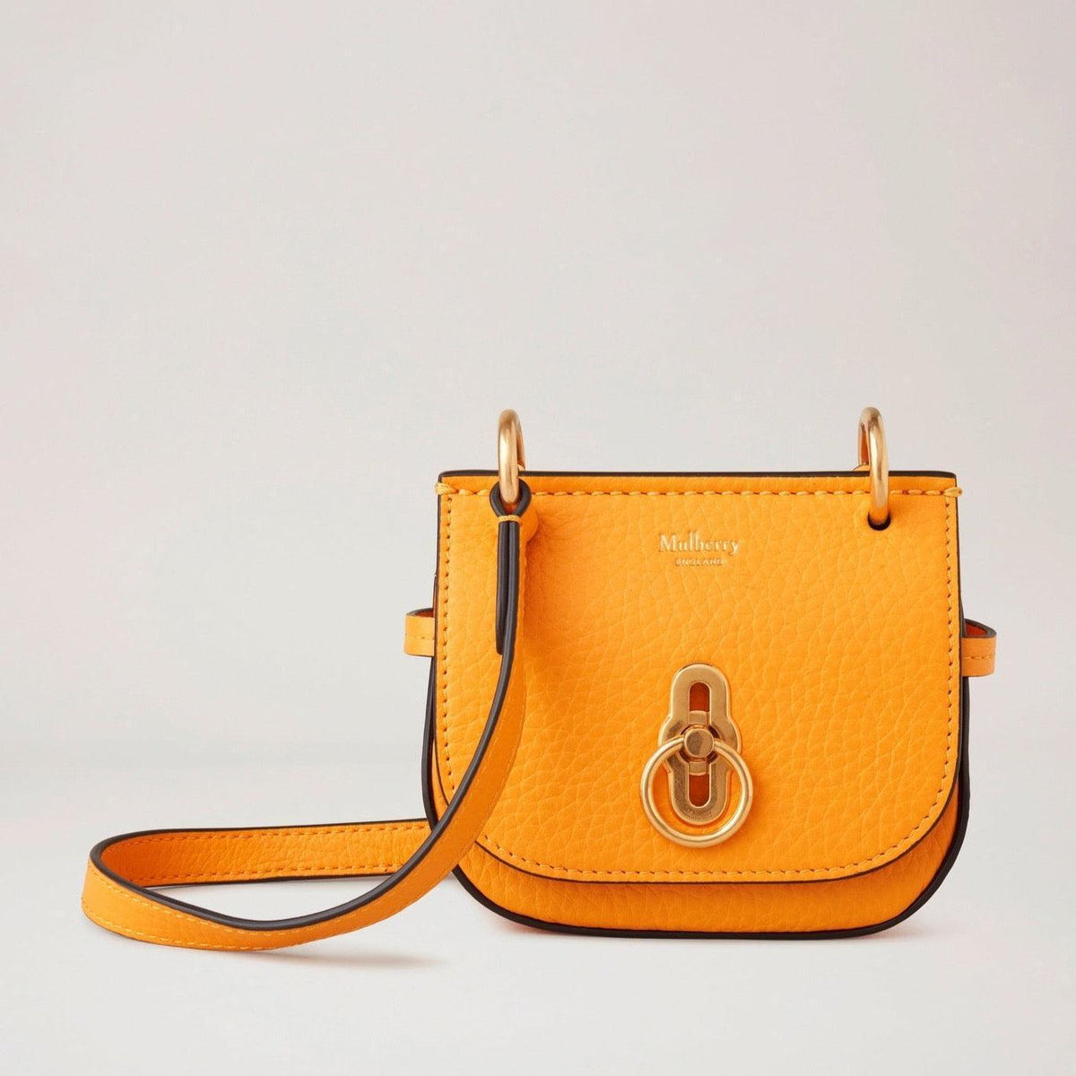 Mulberry Micro Amberley Double Yellow leather bag with golden details, model RL7409736P677.