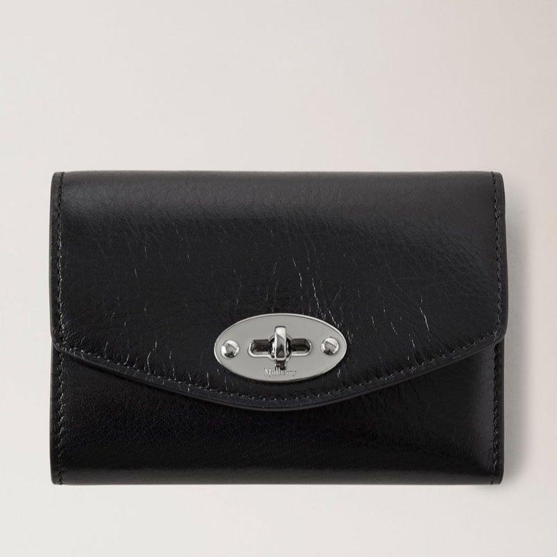 Mulberry Purse Darley Folded Wallet High Shine Leather in black glossy leather, model RL6829213A100