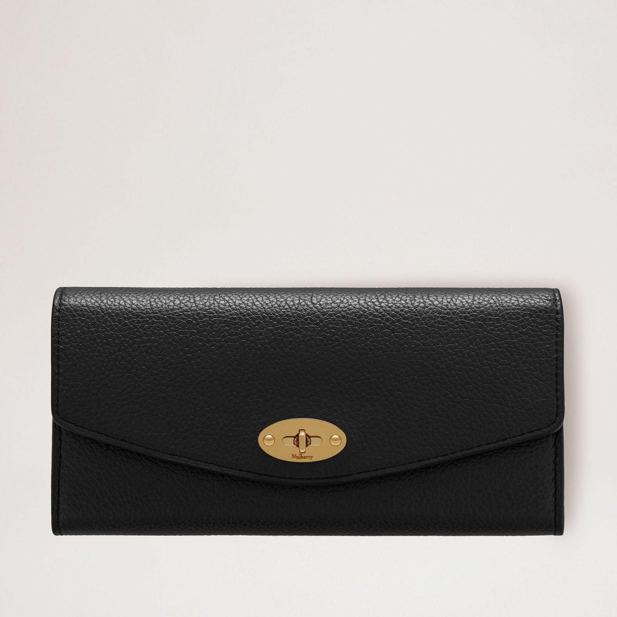 Mulberry Purse Darley Wallet Small Classic Grain Black, black wallet in leather with gold clasp, Model RL4868205A100