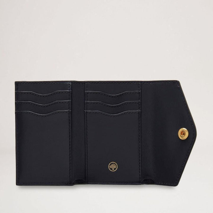 Mulberry Wallet Folded Multicard Wallet in dark green leather with six card holders and golden snap closure Model RL6447205Q633