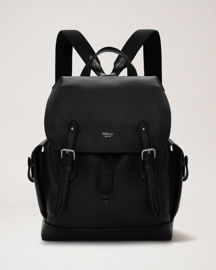 Mulberry Backpack Heritage Backpack in black leather with buckles and adjustable straps, Model HH5005346A100