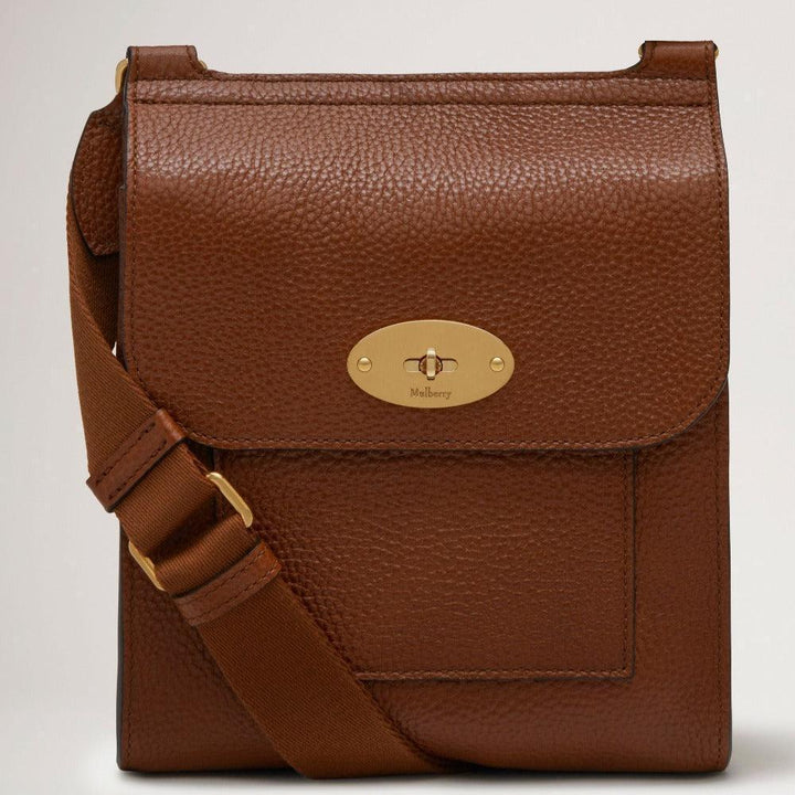 Mulberry Small Antony Oak Two Toned shoulder bag in brown leather with gold detail, Model HH8736552G110