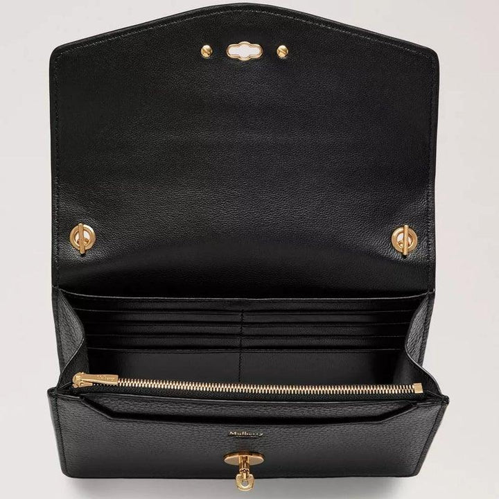 Mulberry Small Darley Black Small Classic Grain, open bag in black leather, visible compartments, Model RL5004205A100