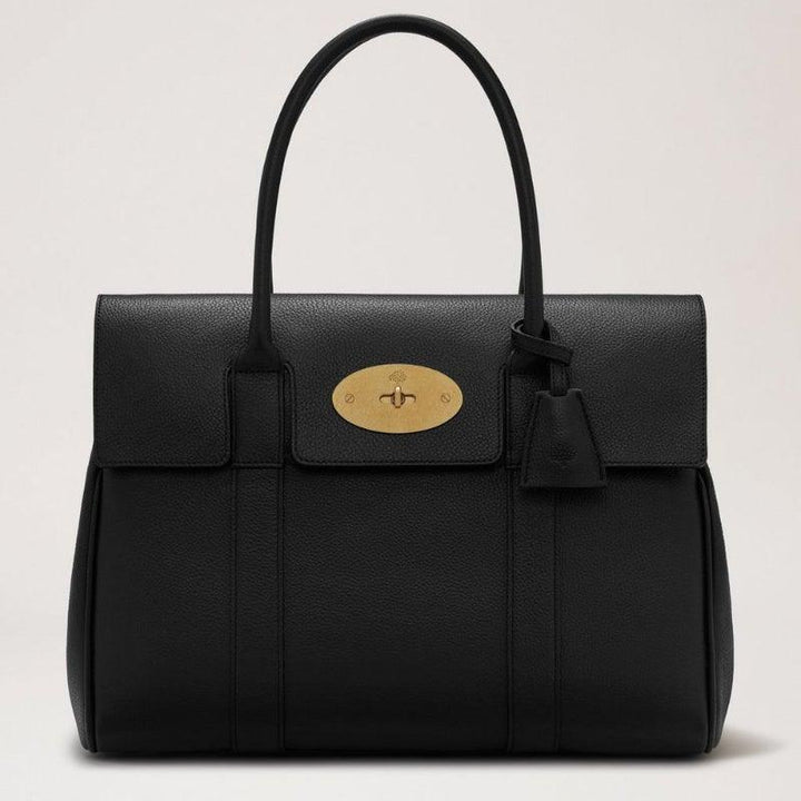 Mulberry Bag Bayswater Black Classic Grain with gold buckle, black leather, Model HH2873205A217.