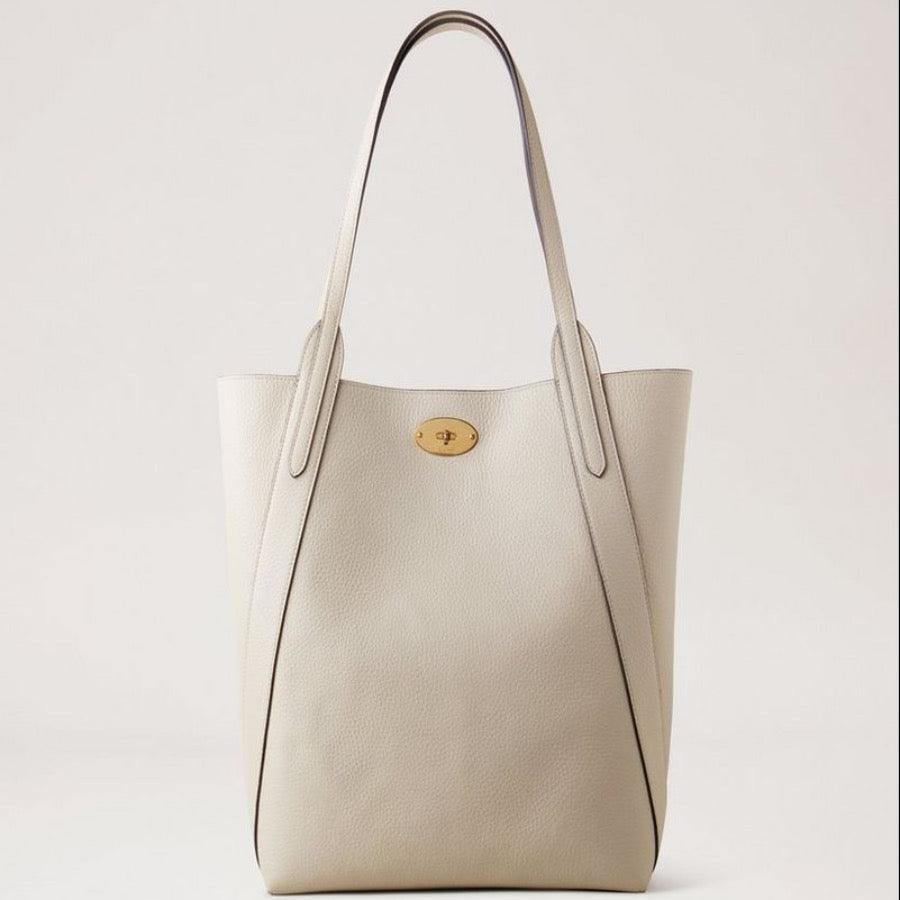 Mulberry Bag North South Bayswater Tote chalk in light leather with gold detail, Model HH9104/736W160